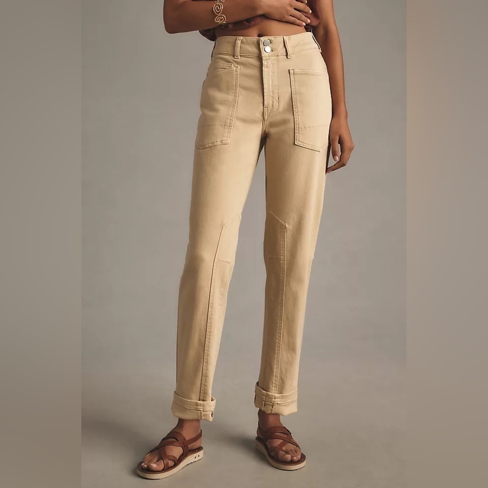 Pilcro Anthropologie Tan The Wanderer High-Rise Relaxed-Leg Jeans